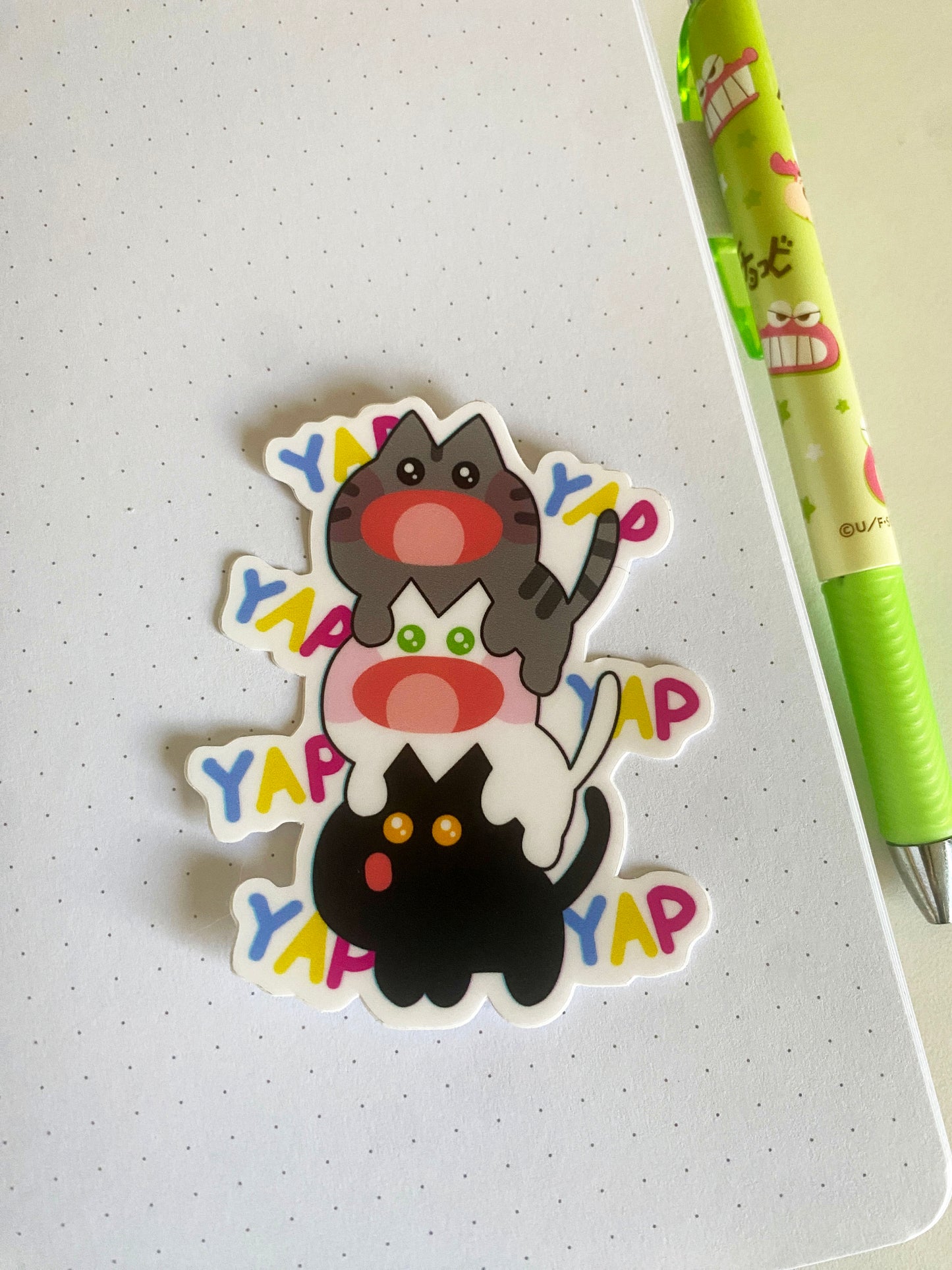 YapYapYap Cat Sticker | Alien |  Water bottle & Laptops