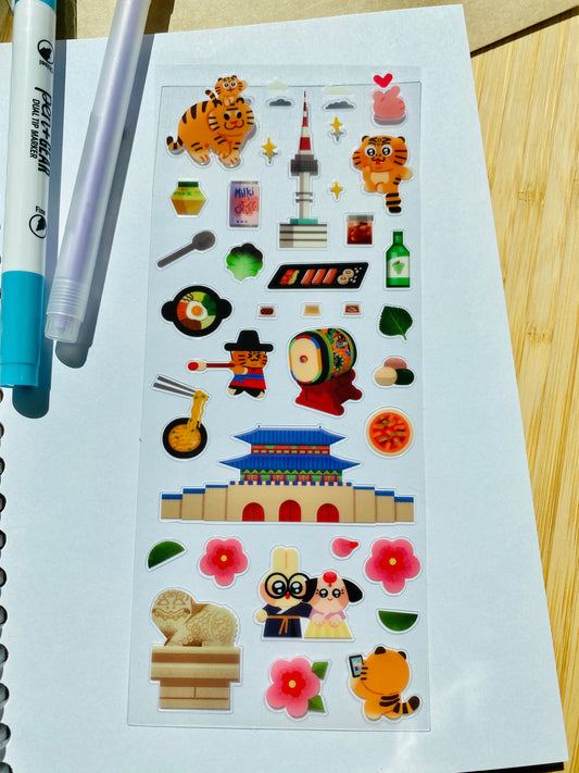 Korean Travel Sticker Sheet