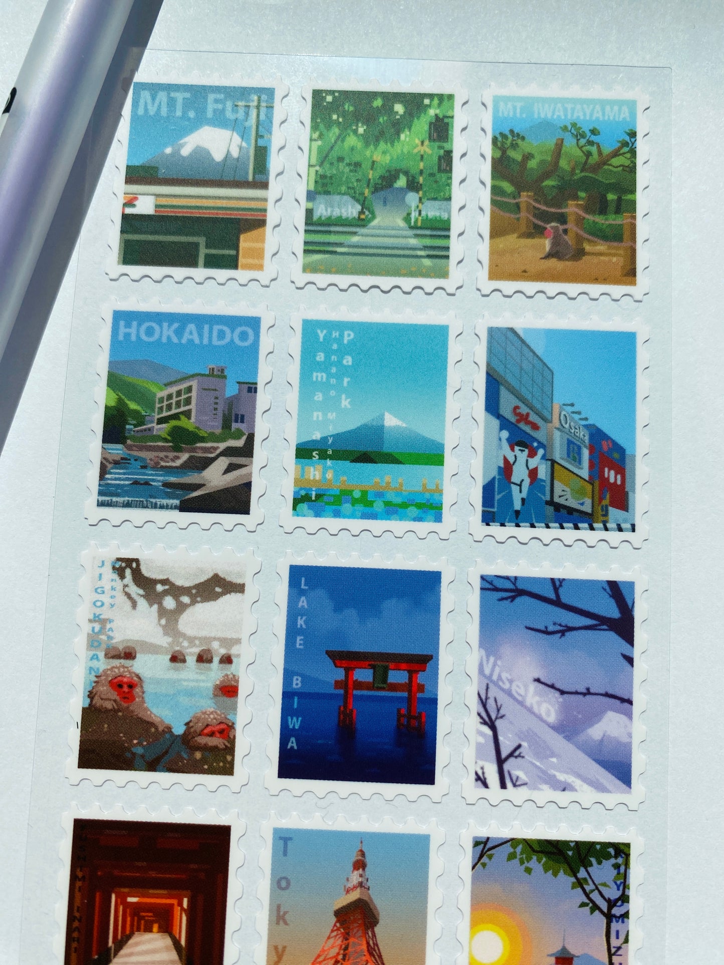 Japanese Travel Stamp Sticker Sheet