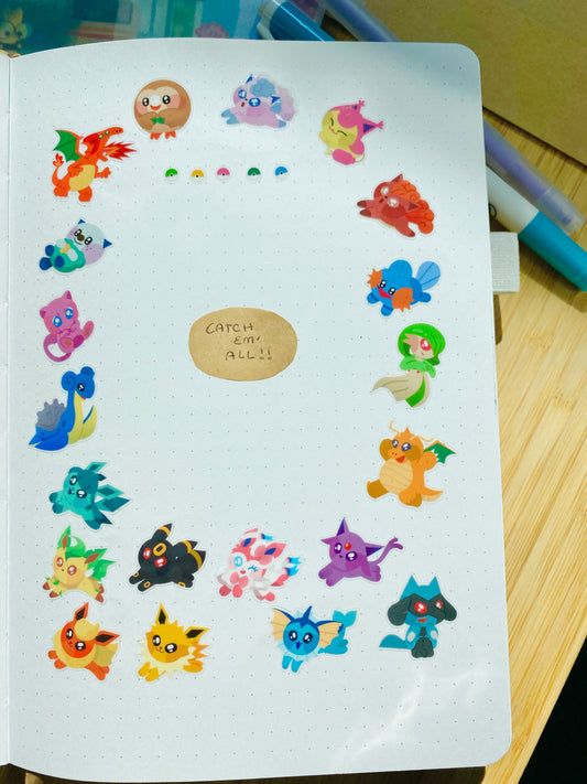 2.0 Poke Monster Inspired Sticker Sheet