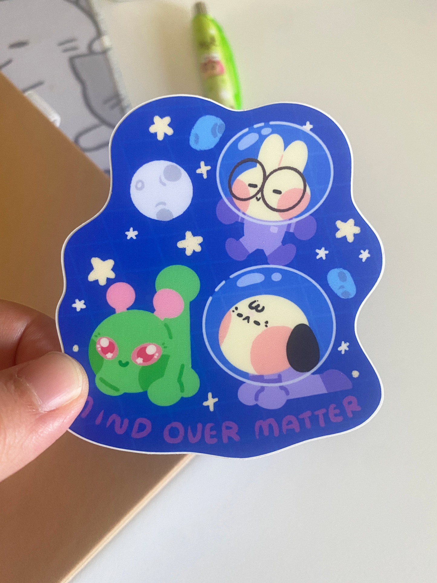 Mind over matter Sticker | Alien |  Water bottle & Laptops