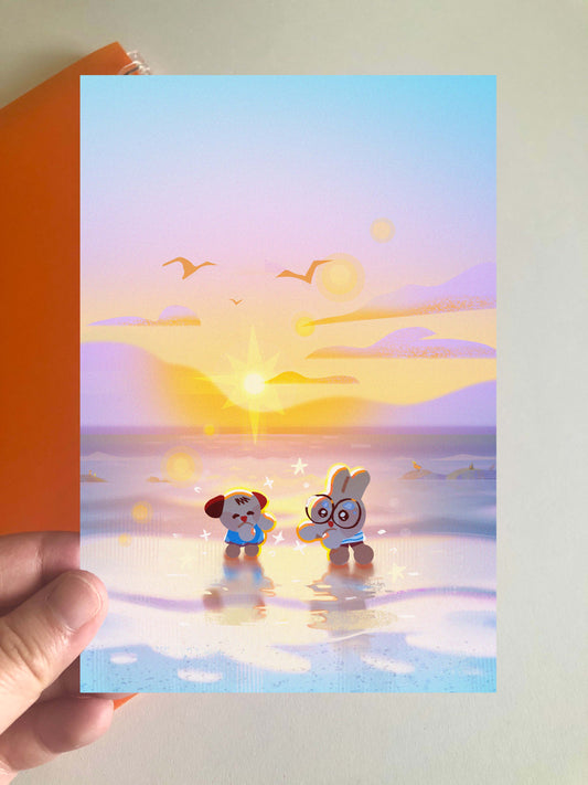 Ollie and Leoh Beach Mini Print