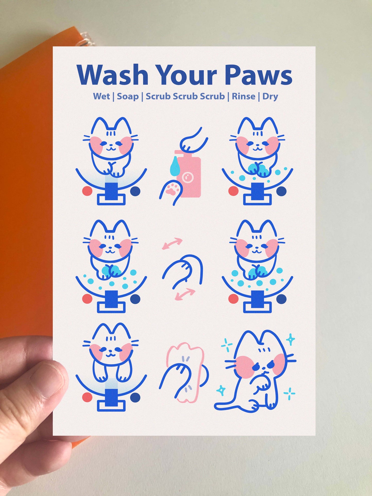 Washing Your Paw (Cat) Mini Print
