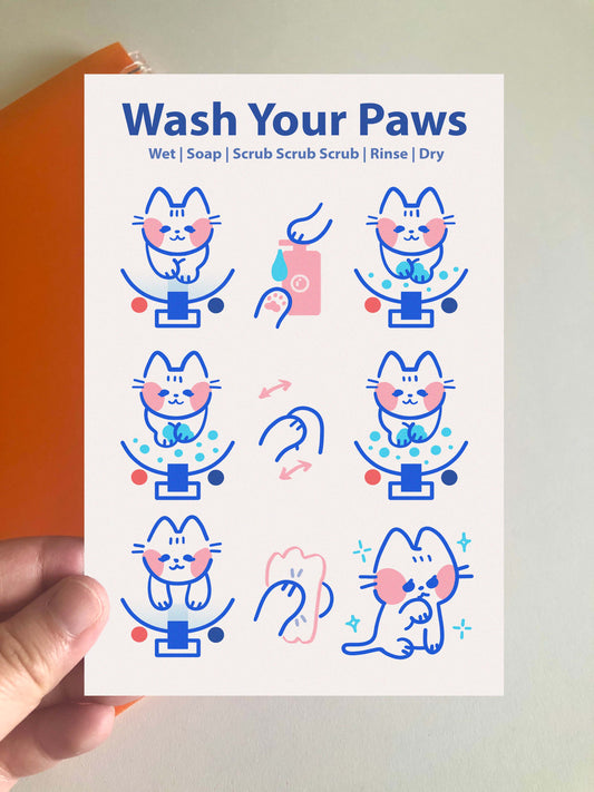 Washing Your Paw (Cat) Mini Print